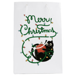 God jul Black Cat med Ornament och Ljus