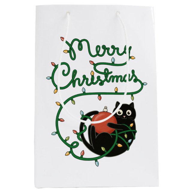 God jul Black Cat med Ornament och Ljus (Framsidan)