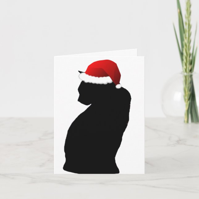 God jul Black Cat Santa Cards Helgkort (Framsida)