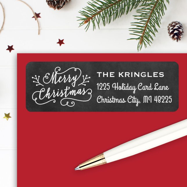 God jul Black Chalkboard-Returadress Returadress Etikett (Skapare uppladdad)