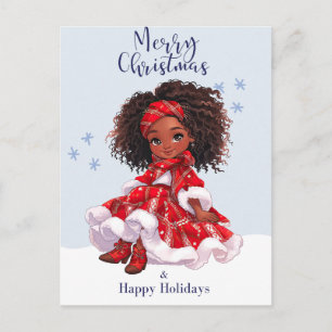 God jul Black Girl Magic Melanin Julafton Roligt Vykort