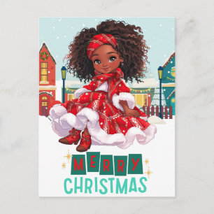 God jul Black Girl Magic Melanin Julafton Roligt Vykort