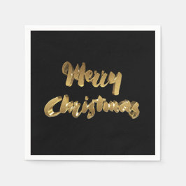 God jul Black Guld Handskrift Typografi Pappersservett