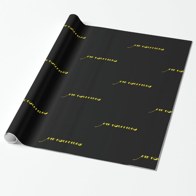 God jul Black Gult Festive-skript Presentpapper (Utrullad)