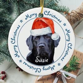 god jul Black Labrador Cute Santa Hund Julgransprydnad Keramik