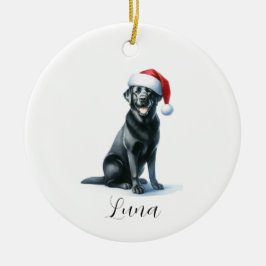 God jul, Black Labrador, Hund i Santa Hat Ornament