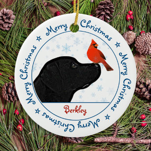 God jul Black Labrador Kardinal Cute Hund Julgransprydnad Keramik