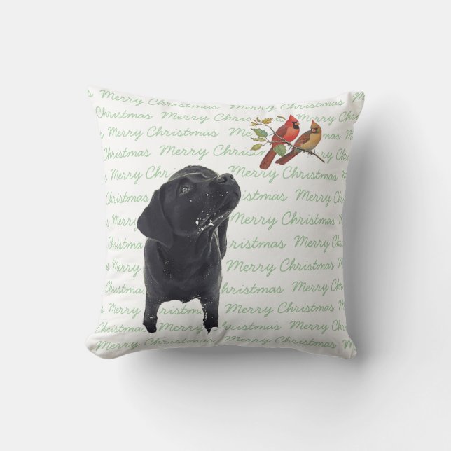 God jul Black Labrador Kudde (Framsida)