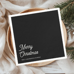 God jul Black Napkin med Family Namn Pappersservett