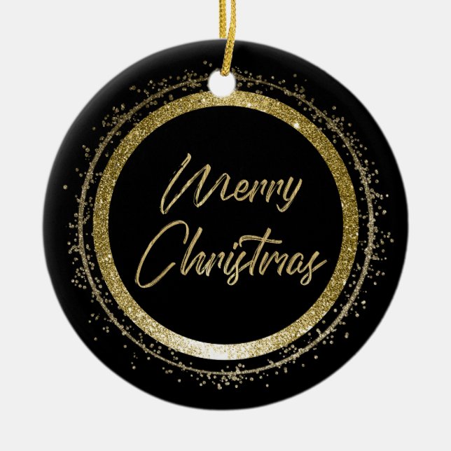 God jul Black och Guld Julgransprydnad Keramik (Framsidan)