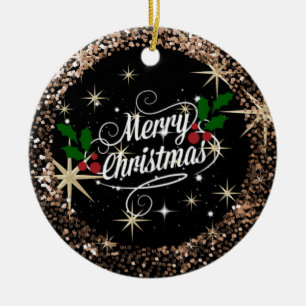 God jul Black och Guld Sparkly Glitter Julgransprydnad Keramik