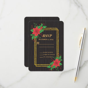 God jul, Black Poinsettia Guld Ram Bröllop OSA Kort