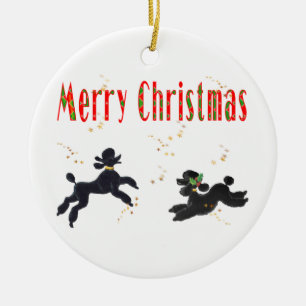 God jul Black Pudel n Stars Ornament