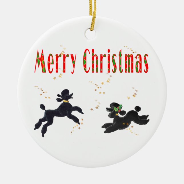 God jul Black Pudel n Stars Ornament (Framsidan)