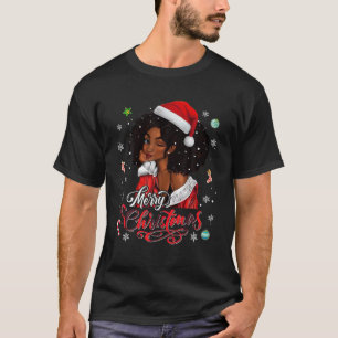 God jul Black Queen Girl African Santa Mel T Shirt