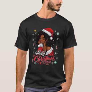 God jul Black Queen Girl African Santa Mel T Shirt