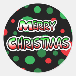 god jul Black, Red Grönt Polka Dot Runt Klistermärke