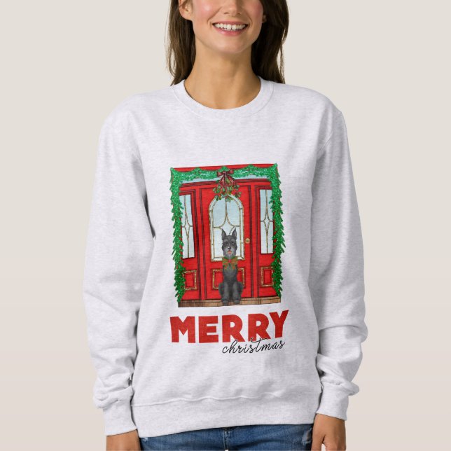 God jul Black Riesenschnauzer T Shirt (Framsida)