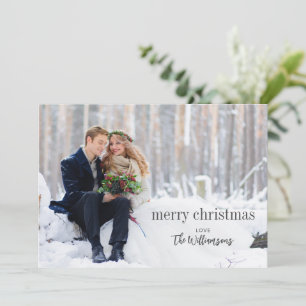 God jul Black Script Side Overlay Photo Julkort
