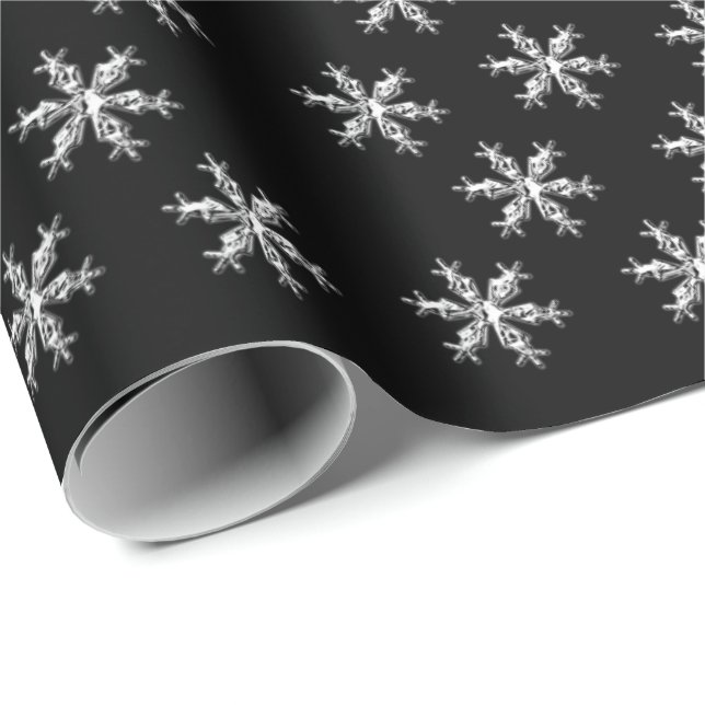 God jul Black Snöflingor Wrapping Papper Presentpapper (Rullad Hörn)