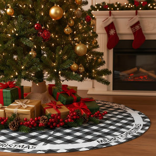 God jul Black & White Buffalo Play Anpassningsbar Julgransmatta Borstad Polyester