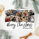God jul Black White Photo Collage Julkort<br><div class="desc">Upptäck våra helgdagskort i eleganten, en hjärtslitande blandning av tradition och innovation. I en klassisk vit bakgrund har de en mångfasetterad kollage med 10 foton, perfekt inkapslade ett års omhuldade stunder. Dessa kort, personlig med de varmaste julhälsningarna, er familj namn och själva året, lovar att lägga till en extra magisk...</div>
