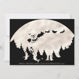 God jul Black White Santa Sleigh Reindeer Julkort