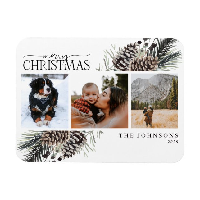 God jul Black Winter Pinecone Botanical Ho Magnet (Horisontell)
