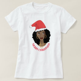 God jul, Black Woman, Red Santa Hat T Shirt