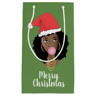 God jul! Black Woman, Santa Hat Bubble Gum