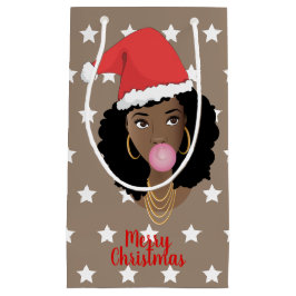 God jul Black Woman Santa Hat, Gum, Stars