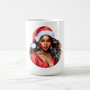 God jul, Black Woman Santa Hat Kaffemugg