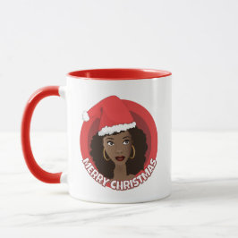 God jul, Black Woman Santa Hat Mugg