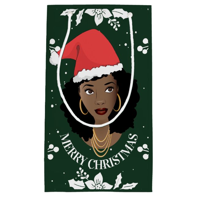 God jul, Black Woman w/Santa Hat, Grönt (Framsidan)