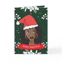 God jul, Black Woman w/Santa Hat, Grönt