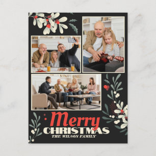 God Jul Bladverk Familjefoto Collage Helg Vykort