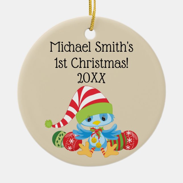 God jul, BlåfågelCeramic Ornament (Framsidan)