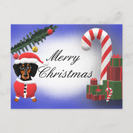 God jul Blank Dachshund Hund Scene Vykort