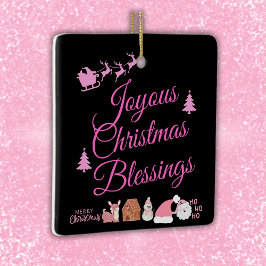 God jul, Blessings Rosa på Black | Julgransprydnad Keramik