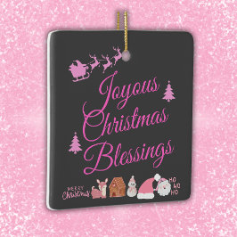 God jul, Blessings Rosa på träkol | Julgransprydnad Keramik