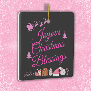 God jul, Blessings Rosa på träkol Julgransprydnad Keramik