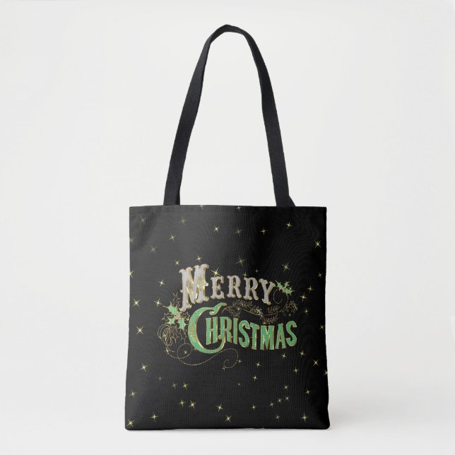 God jul Bling Retro Typography Tygkasse (Framsida)