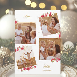 god jul blommigt botaniskt multifoto lycklig julkort