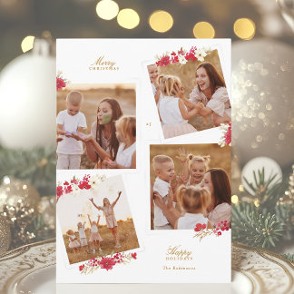 god jul blommigt botaniskt multifoto lycklig julkort