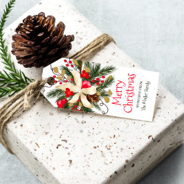 God jul blommigt (buquet) presentetikett