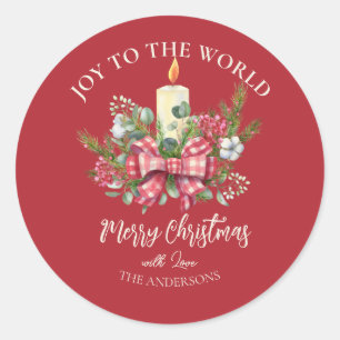God jul blommigt Cla Joy till World Cla Runt Klistermärke