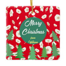 God jul Blommigt Gräs Träd