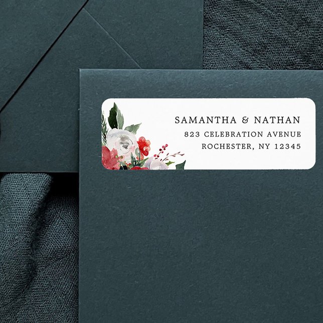 God jul | BLOMMIGT HELGDAG BRÖLLOP Returadress Etikett (Skapare uppladdad)