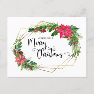 God jul Blommigt med utan Guld-utburen Ram Helg Vykort