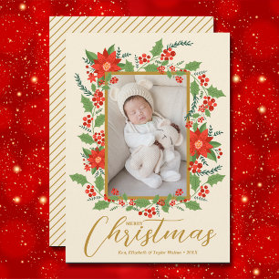 God jul Blommigt Photo Julkort